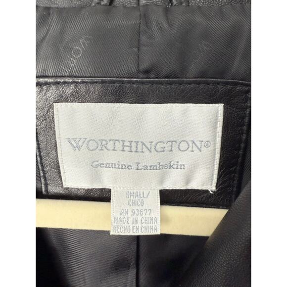 Worthington Genuine Lambskin Leather Jacket Sm Black Zip Front Y2K Gilmore Girls - Picture 3 of 8